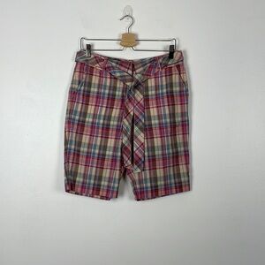 Clover by Bobby Jones women's belted multicolor plaid 4 pocket shorts Size 6